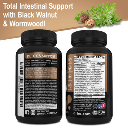 Colon Cleanse Pills Body Detox - Intestinal Guard Cleanser for Stomach - Natural Weight Flush Cleaner Supplement Complex, Women Men Kids, Herbal Wormwood - dailyvitalstore