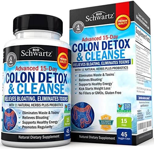 Colon Cleanser and Detox for Digestive Support - 15 Day Fast-Acting Extra Strength Cleanse with Probiotic Fiber, Psyllium Husk and Noni for Constipation Relief and Bloating Support, Non-GMO, 45 Count - dailyvitalstore