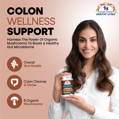 Colon Wellness Supplement, USDA Certified Organic Mushrooms Extract, Extra Strength 1,500 mg, High Potency 40% Beta-Glucans, Immune, Gut & Digestive, Colon Cleanse & Detox, 120 Caps - dailyvitalstore