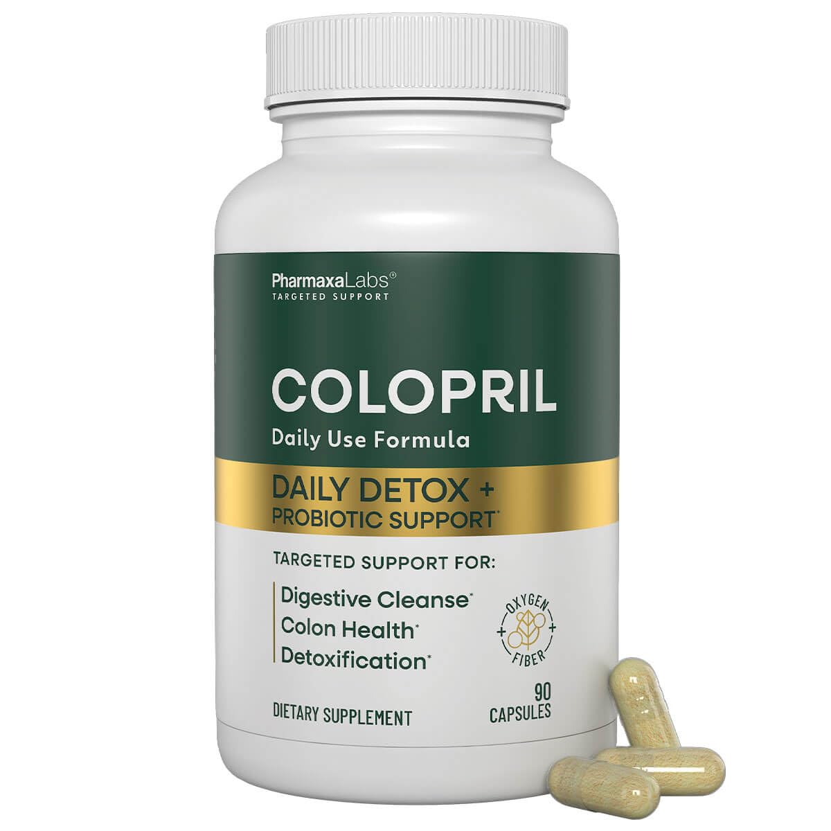 Colopril Colon Cleanse Dietary Supplement - Supports Cleansing of Bowels & Digestive Tract - Eases Constipation - Ginger Root, Lactobacillus, Psyllium Husk & Magnesium Oxide - 90 Capsules (Pack of 1) - dailyvitalstore