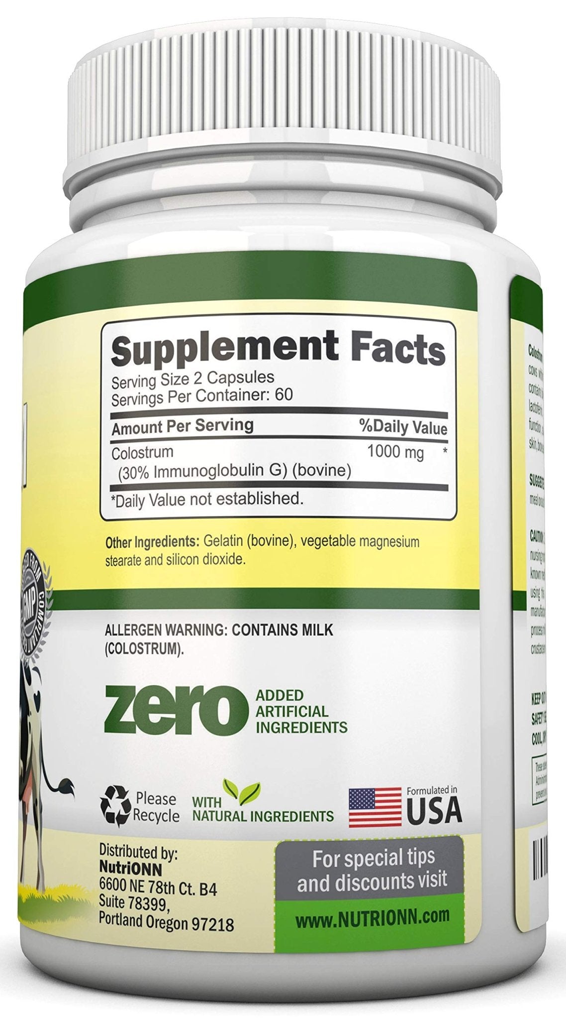 Colostrum - 1000mg - 120 Capsules - 30% IgG - Non-GMO US Dairy - First Milking Bovine Colostrum - Low Heat Processed - Great for GI Tract Health - dailyvitalstore