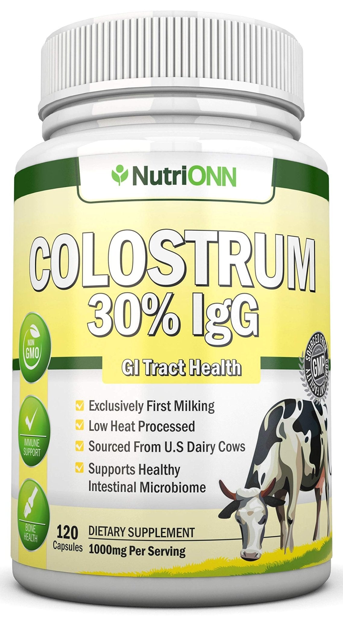Colostrum - 1000mg - 120 Capsules - 30% IgG - Non-GMO US Dairy - First Milking Bovine Colostrum - Low Heat Processed - Great for GI Tract Health - dailyvitalstore