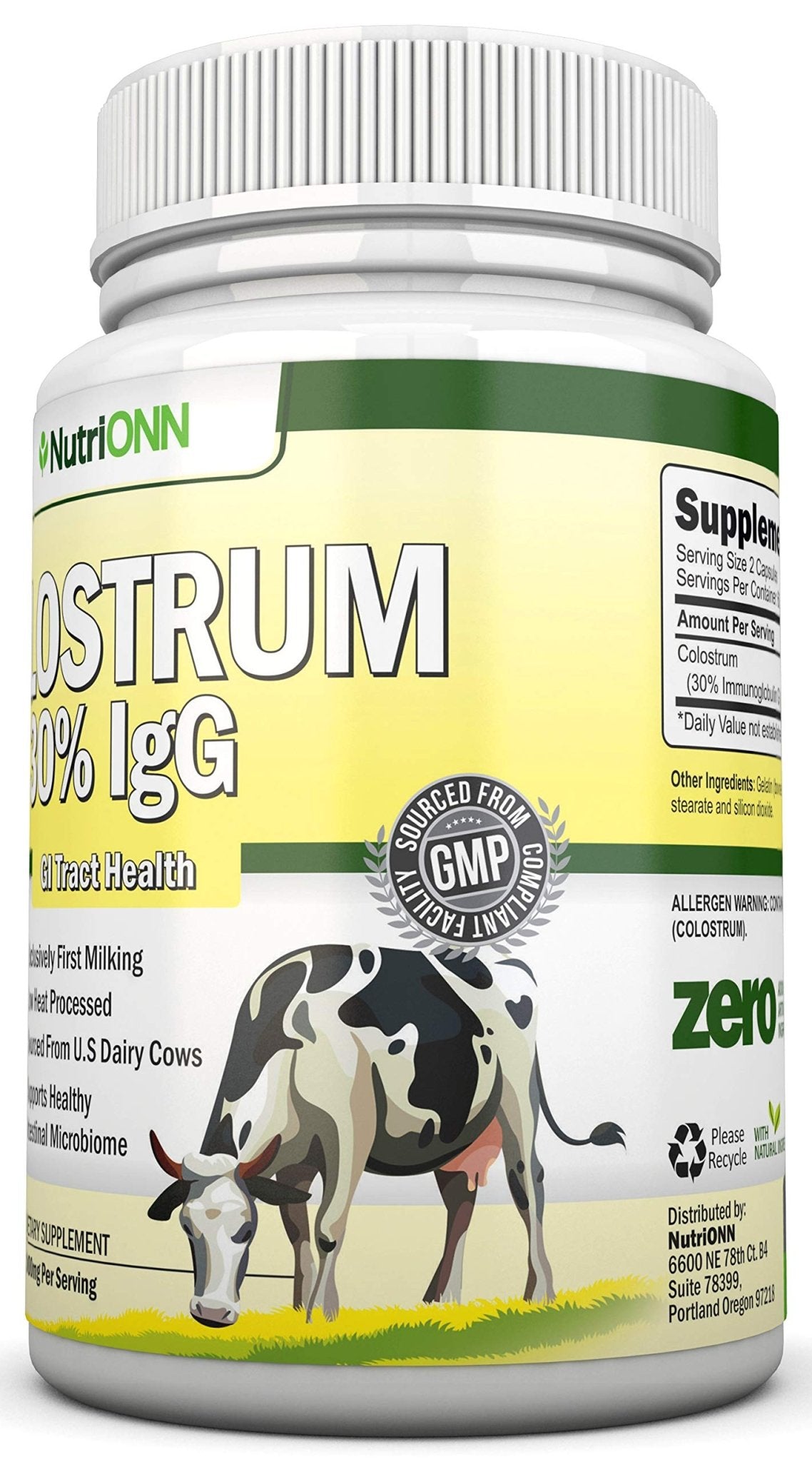 Colostrum - 1000mg - 120 Capsules - 30% IgG - Non-GMO US Dairy - First Milking Bovine Colostrum - Low Heat Processed - Great for GI Tract Health - dailyvitalstore