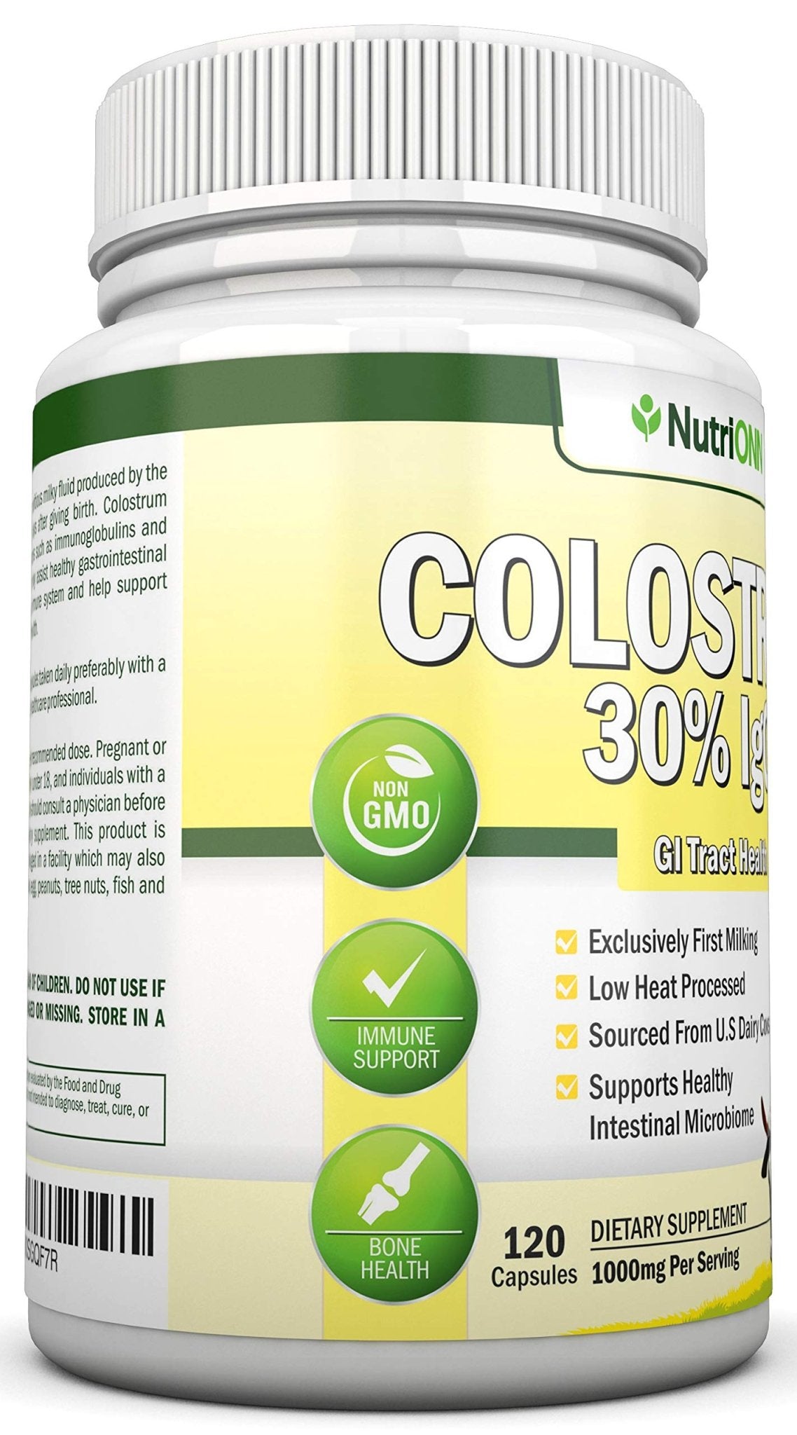 Colostrum - 1000mg - 120 Capsules - 30% IgG - Non-GMO US Dairy - First Milking Bovine Colostrum - Low Heat Processed - Great for GI Tract Health - dailyvitalstore