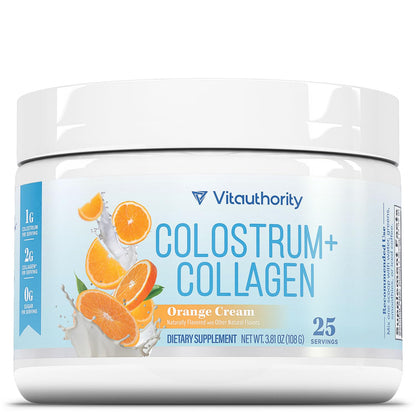 Colostrum Collagen Powder Hydrolyzed Peptide HydroPeach Gut Health Skin & Immune Support | 1g Bovine Colostrum, 2g Collagen Peptides, 20mg Peach Ceramides - dailyvitalstore