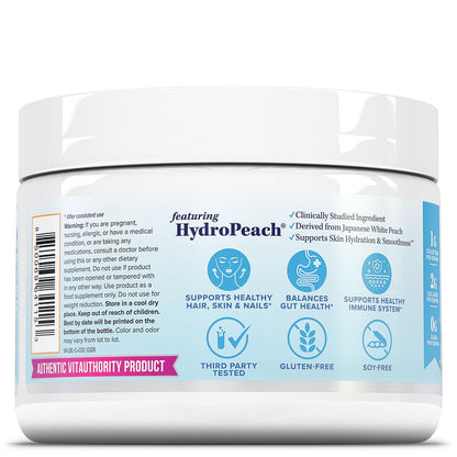 Colostrum Collagen Powder Hydrolyzed Peptide HydroPeach Gut Health Skin & Immune Support | 1g Bovine Colostrum, 2g Collagen Peptides, 20mg Peach Ceramides - dailyvitalstore
