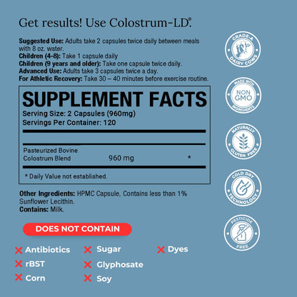 Colostrum-LD Capsules Colostrum with Liposomal Delivery - High Absorption - 240 Capsules - dailyvitalstore