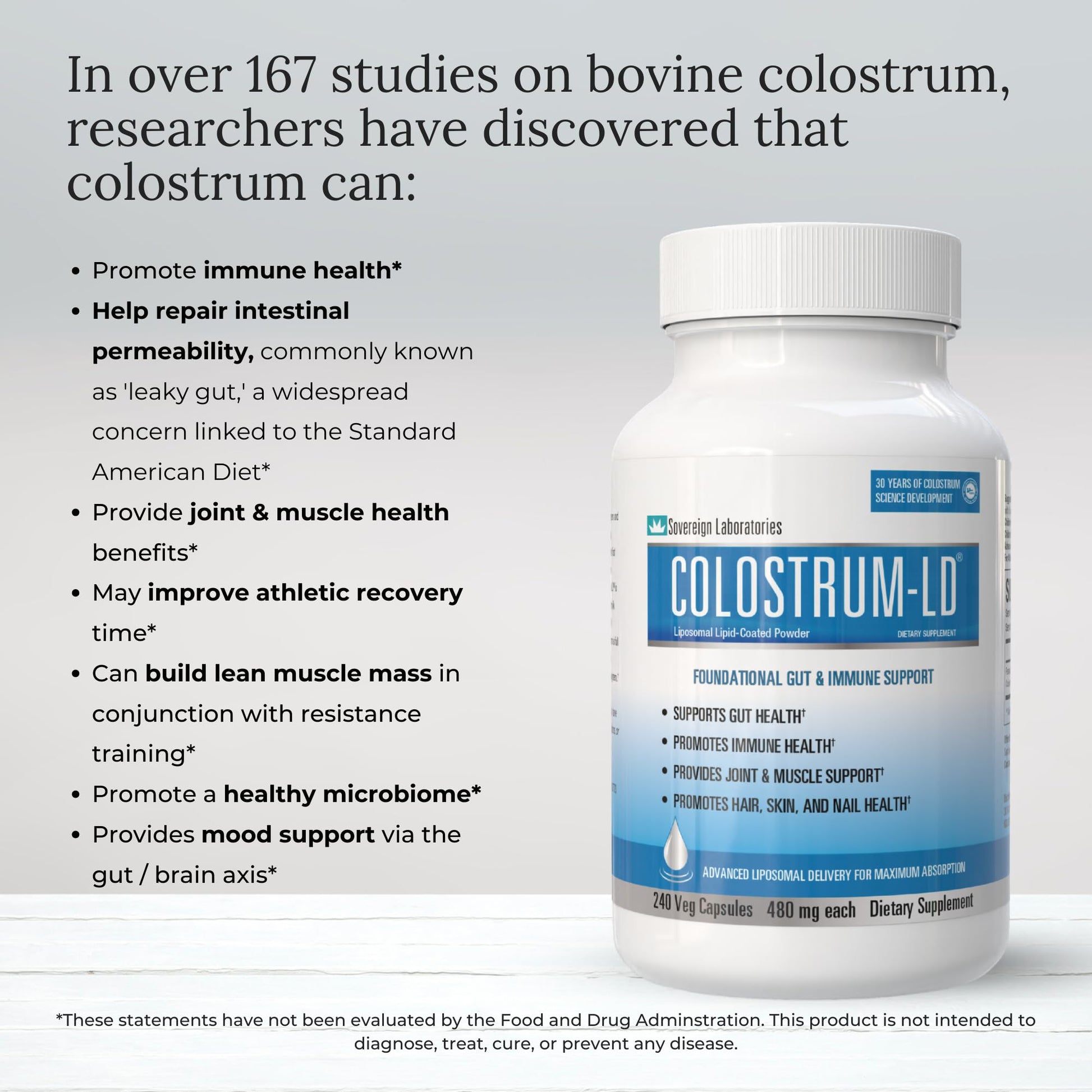Colostrum-LD Capsules Colostrum with Liposomal Delivery - High Absorption - 240 Capsules - dailyvitalstore