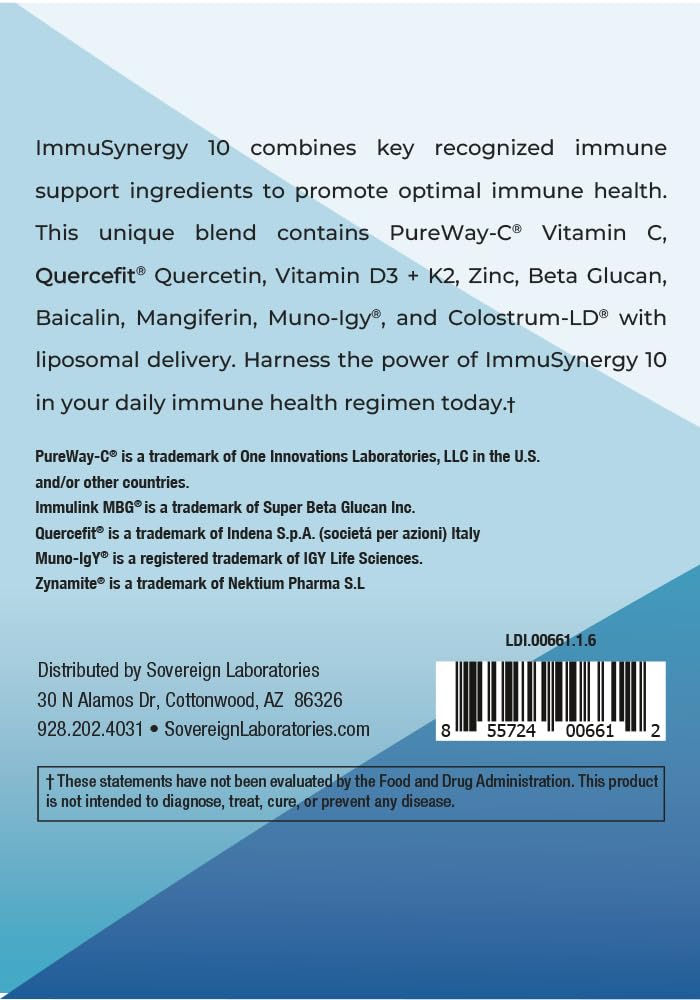 Colostrum-LD ImmuSynergy 10 Capsules - 120 Count-Immune Fortifying Ingredients - Vitamin C, D3, Zinc, Beta Glucan, Quercetin - dailyvitalstore
