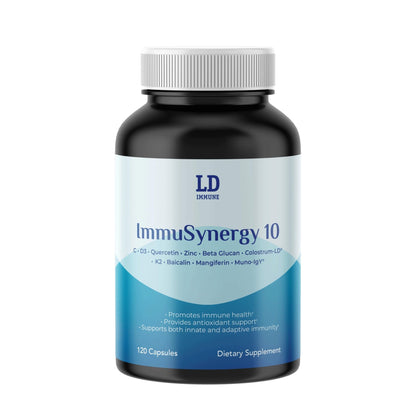 Colostrum-LD ImmuSynergy 10 Capsules - 120 Count-Immune Fortifying Ingredients - Vitamin C, D3, Zinc, Beta Glucan, Quercetin - dailyvitalstore