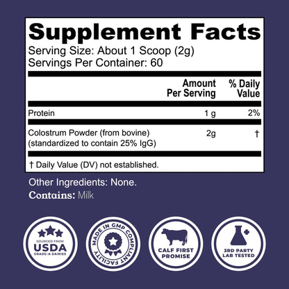 Colostrum Powder – USA Sourced Bovine Colostrum for Humans for Immune Support, Gut Health, Muscle Recovery - Single Ingredient, No Additives, Grass Fed, Non-GMO Colostrum Supplement for Women and Men - dailyvitalstore