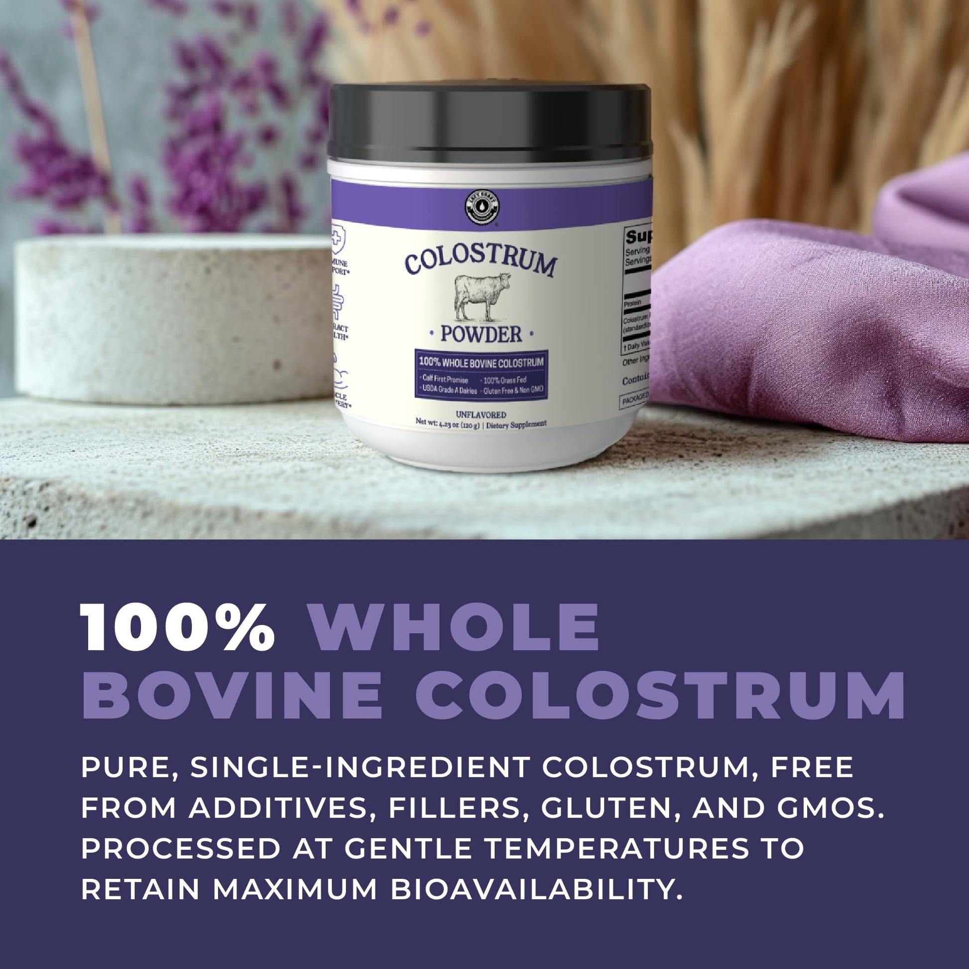 Colostrum Powder – USA Sourced Bovine Colostrum for Humans for Immune Support, Gut Health, Muscle Recovery - Single Ingredient, No Additives, Grass Fed, Non-GMO Colostrum Supplement for Women and Men - dailyvitalstore