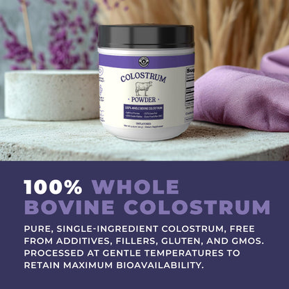 Colostrum Powder – USA Sourced Bovine Colostrum for Humans for Immune Support, Gut Health, Muscle Recovery - Single Ingredient, No Additives, Grass Fed, Non-GMO Colostrum Supplement for Women and Men - dailyvitalstore