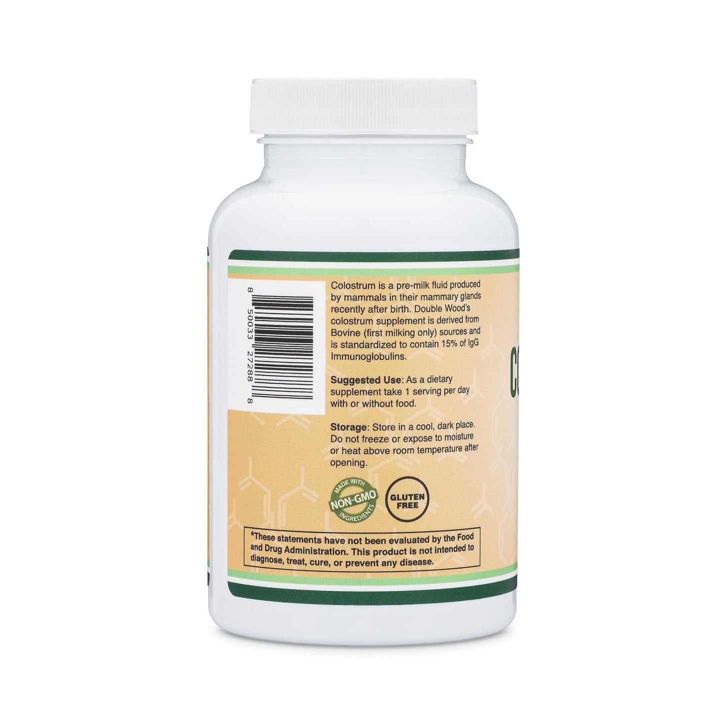 Colostrum Supplement 120 Capsules, 1,000mg per Serving (Bovine Colostrum Powder from First Milking Only, Std. to Contain 15% IgG Immunoglobulins) No Fillers - dailyvitalstore