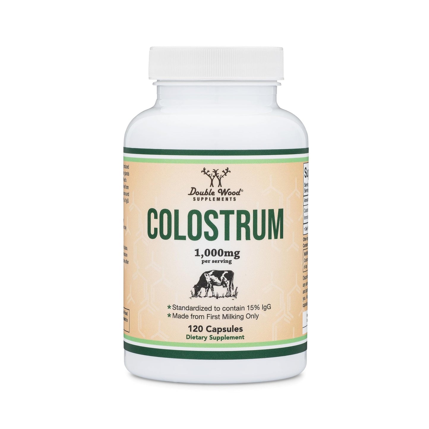 Colostrum Supplement 120 Capsules, 1,000mg per Serving (Bovine Colostrum Powder from First Milking Only, Std. to Contain 15% IgG Immunoglobulins) No Fillers - dailyvitalstore