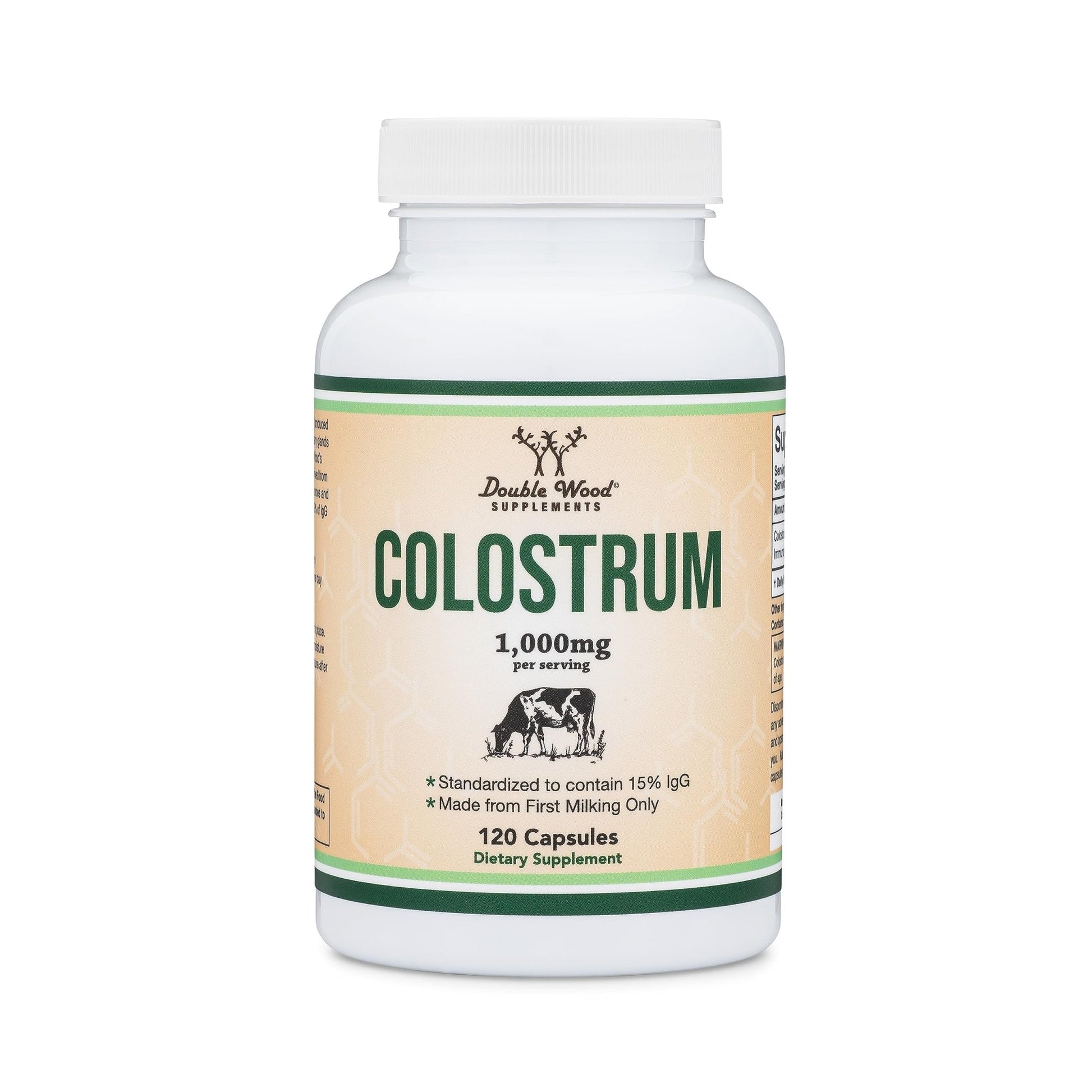 Colostrum Supplement 120 Capsules, 1,000mg per Serving (Bovine Colostrum Powder from First Milking Only, Std. to Contain 15% IgG Immunoglobulins) No Fillers - dailyvitalstore