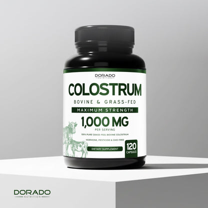 Colostrum Supplement (120 Count) 1000mg Per Serving (Bovine Colostrum Capsules from First Milking Only, Std. to Contain 20% IgG Immunoglobulins) - Grass Fed, No Fillers, - dailyvitalstore