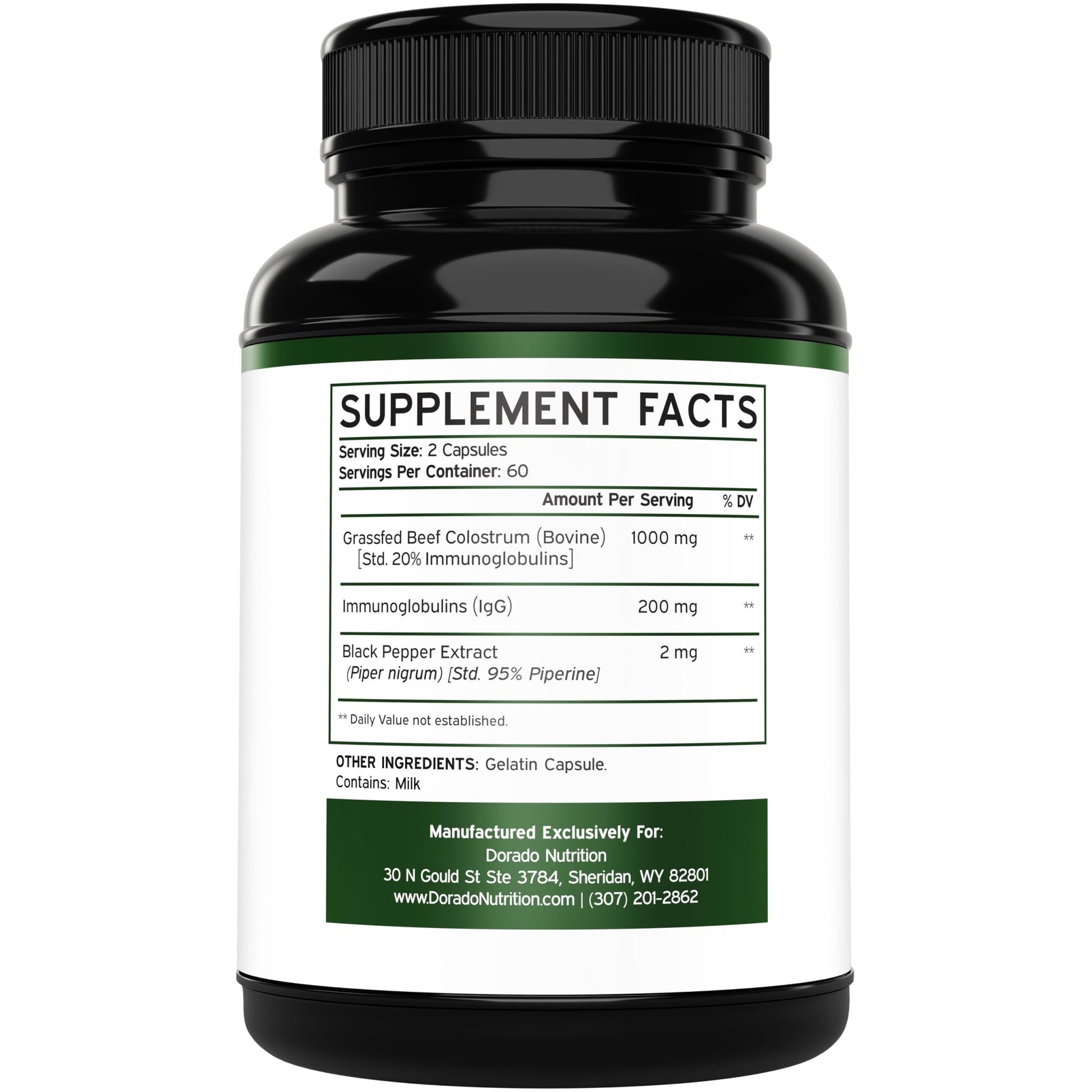 Colostrum Supplement (120 Count) 1000mg Per Serving (Bovine Colostrum Capsules from First Milking Only, Std. to Contain 20% IgG Immunoglobulins) - Grass Fed, No Fillers, - dailyvitalstore
