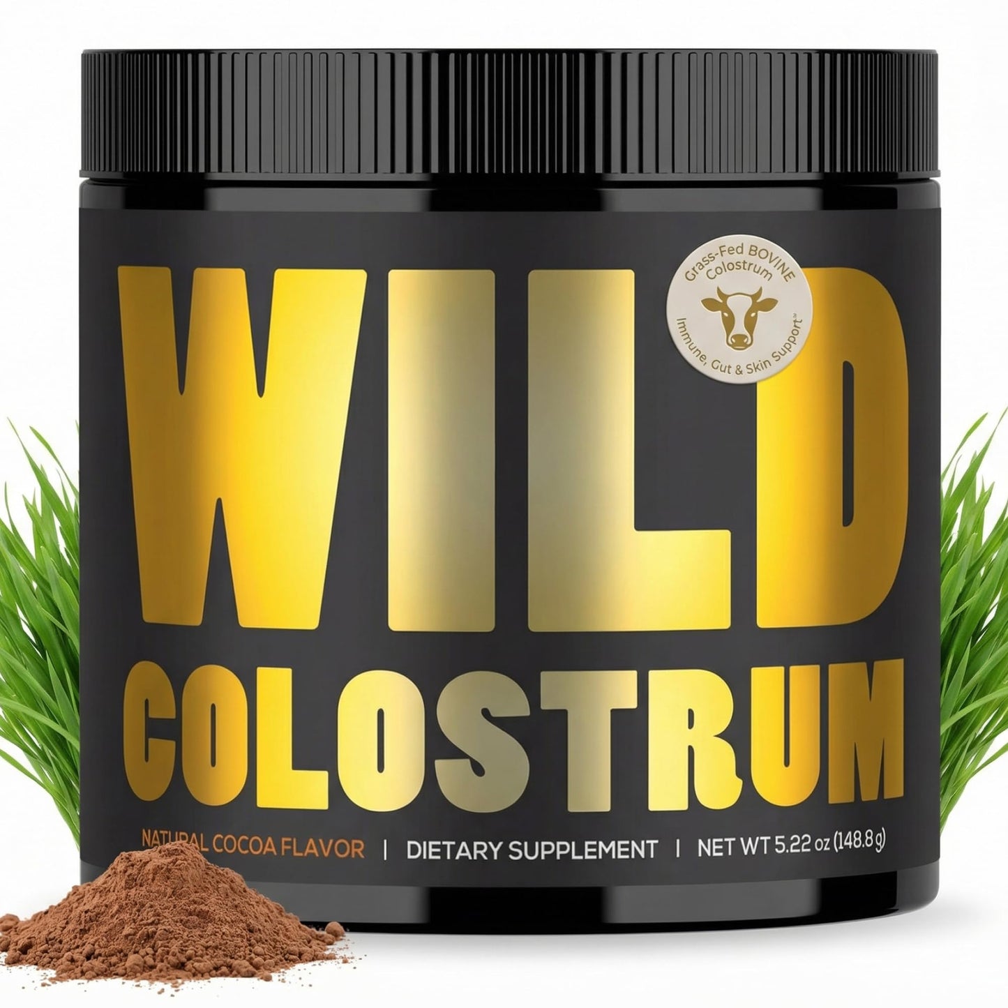 Colostrum Supplement - Grass Fed Pure Bovine Colostrum Powder - 2000mg & 400mg IgG (calostro bovino) - Gut, Immunity, Skin, Hair Support - Sugar Free, Natural Cacao Flavour, 30 Servings - dailyvitalstore