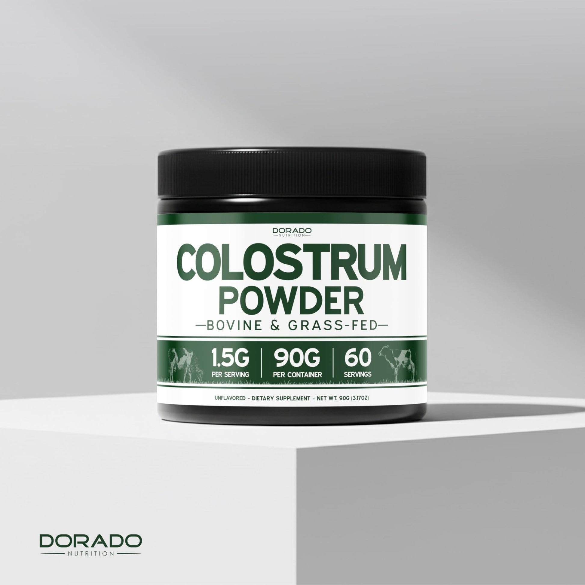 Colostrum Supplement Powder 90g (60 Servings of 1.5g Pure Bovine Colostrum Std. to Contain 20% IgG Immunoglobulins) Grass Fed Powder - No Fillers, Third Party Tested, Unflavored & Non-GMO - dailyvitalstore