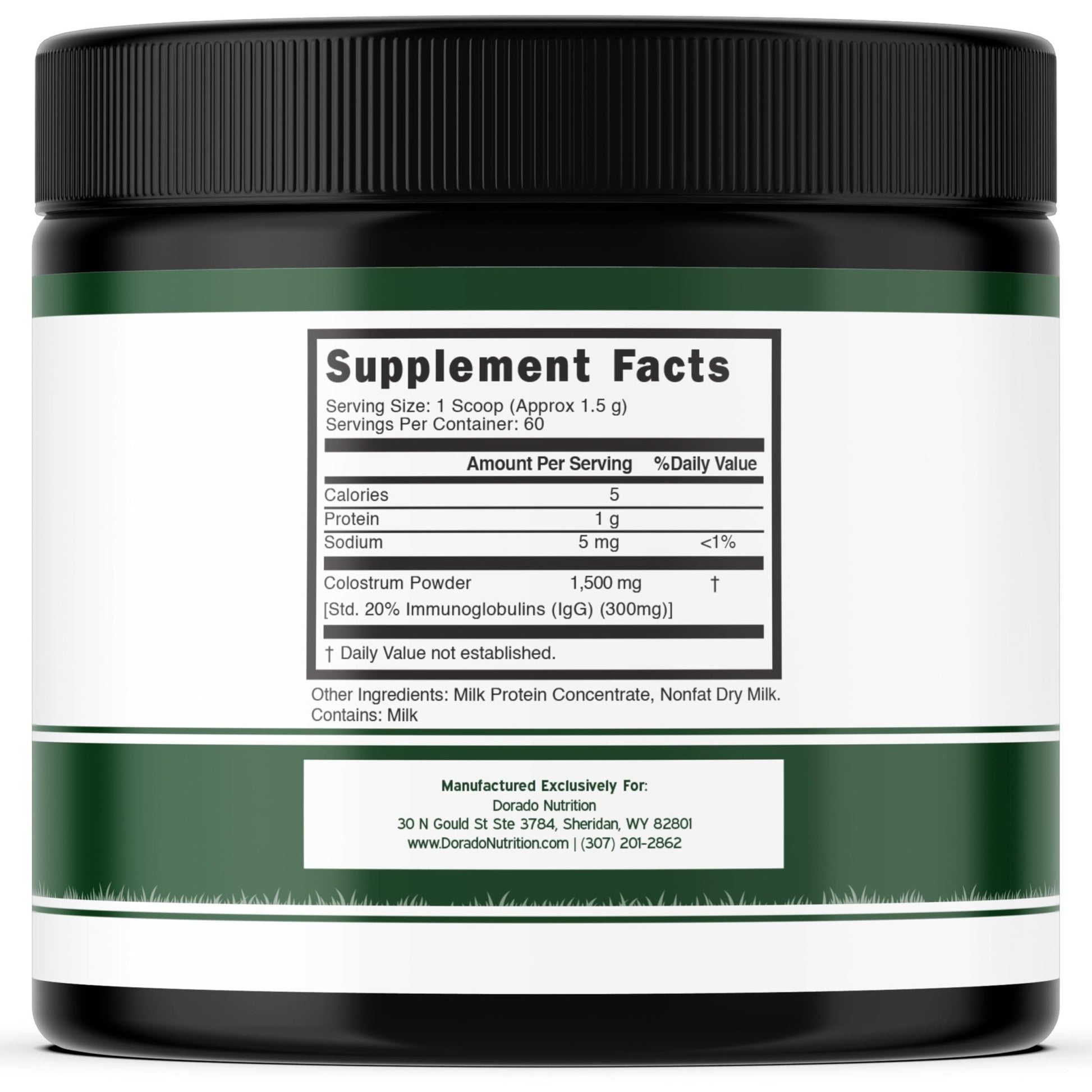 Colostrum Supplement Powder 90g (60 Servings of 1.5g Pure Bovine Colostrum Std. to Contain 20% IgG Immunoglobulins) Grass Fed Powder - No Fillers, Third Party Tested, Unflavored & Non-GMO - dailyvitalstore