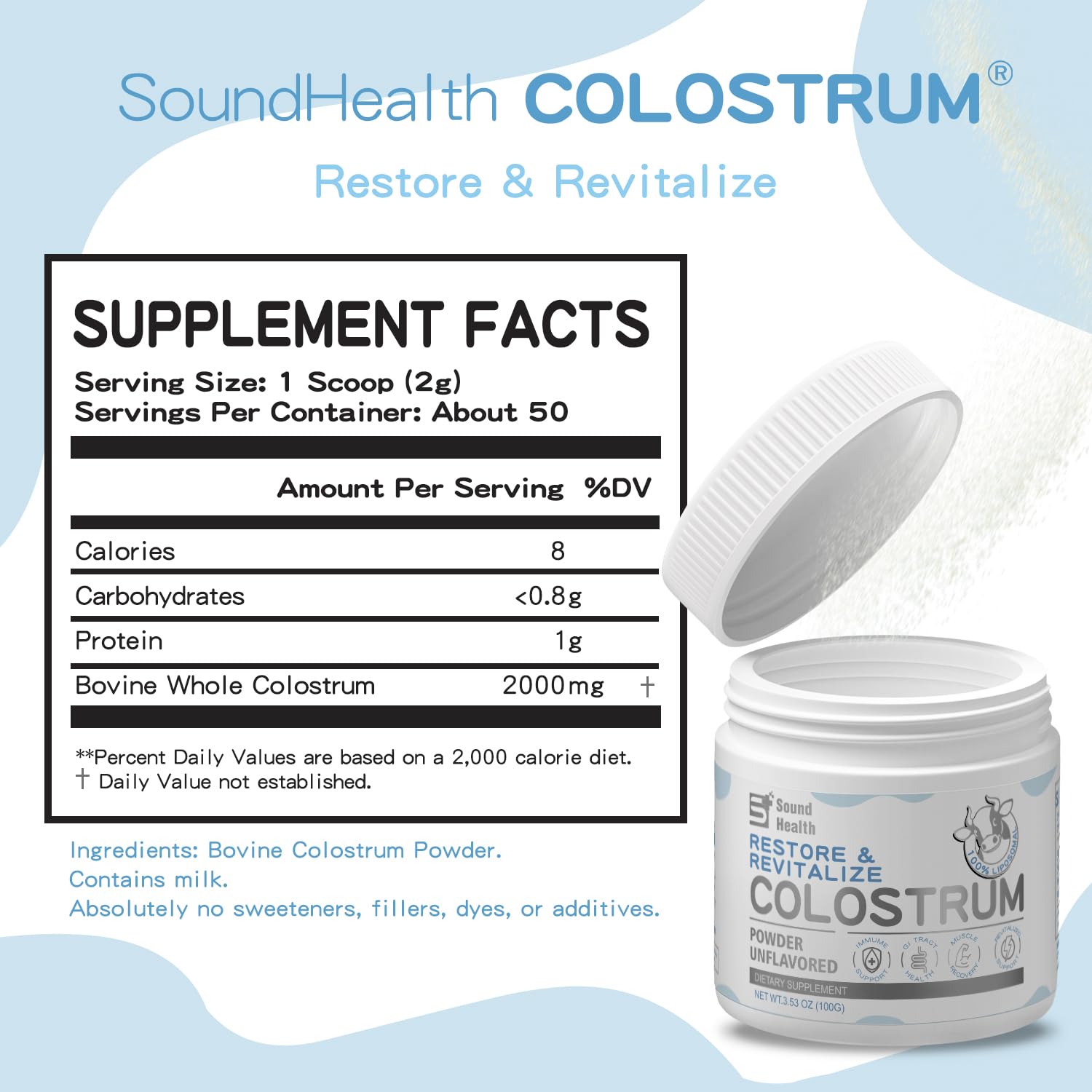 Colostrum Supplement Powder for Humans - Organic Bovine Colostrum Supplement for Gut Health, Hair Growth, Beauty, - dailyvitalstore