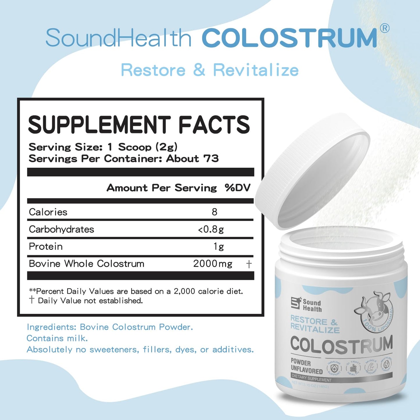 Colostrum Supplement Powder for Humans - Organic Bovine Colostrum Supplement for Gut Health, Hair Growth, Beauty, and Immune Support - dailyvitalstore