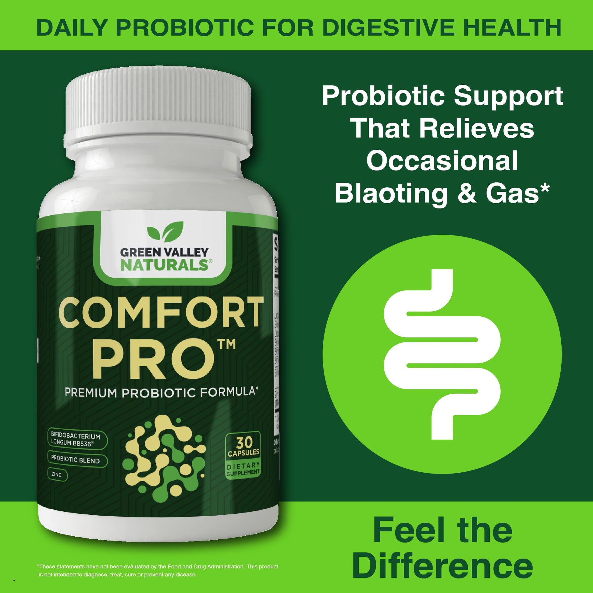 ComfortPro™ Daily Probiotics for Digestive Health | Constipation Relief & Bloating Support for Women & Men | Gut Cleanse with Zinc | Helps Reduce Gas & Promotes Digestive Regularity | Valley Formula - dailyvitalstore