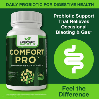 ComfortPro™ Daily Probiotics for Digestive Health | Constipation Relief & Bloating Support for Women & Men | Gut Cleanse with Zinc | Helps Reduce Gas & Promotes Digestive Regularity | Valley Formula - dailyvitalstore