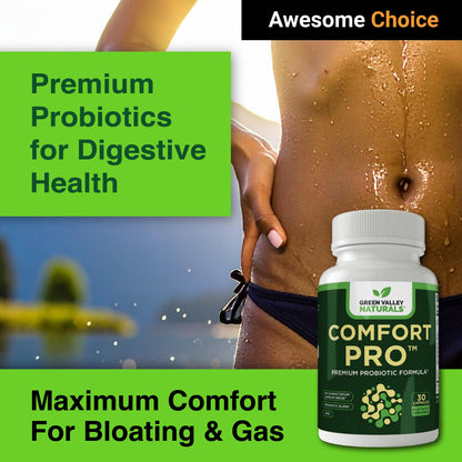 ComfortPro™ Daily Probiotics for Digestive Health | Constipation Relief & Bloating Support for Women & Men | Gut Cleanse with Zinc | Helps Reduce Gas & Promotes Digestive Regularity | Valley Formula - dailyvitalstore