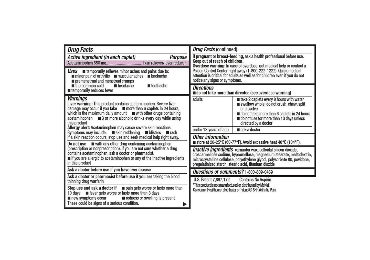 Compare to Tylenol Arthritis Pain Active Ingredient. - Member's Mark - Arthritis Pain Reliever, Extended Release, Acetaminophen 650 mg, 400 CapletsQ - dailyvitalstore