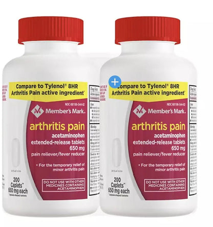 Compare to Tylenol Arthritis Pain Active Ingredient. - Member's Mark - Arthritis Pain Reliever, Extended Release, Acetaminophen 650 mg, 400 CapletsQ - dailyvitalstore