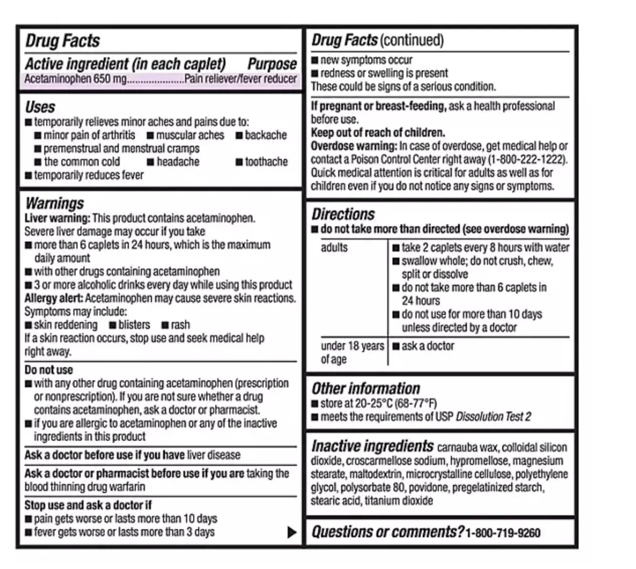 Compare to Tylenol Arthritis Pain Active Ingredient. - Member's Mark - Arthritis Pain Reliever, Extended Release, Acetaminophen 650 mg, 400 CapletsQ - dailyvitalstore