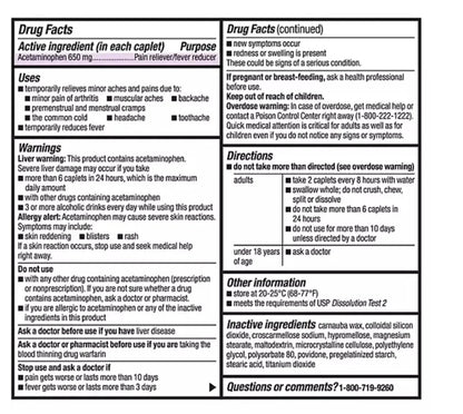 Compare to Tylenol Arthritis Pain Active Ingredient. - Member's Mark - Arthritis Pain Reliever, Extended Release, Acetaminophen 650 mg, 400 CapletsQ - dailyvitalstore