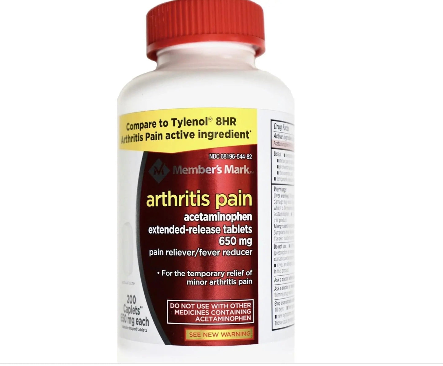 Compare to Tylenol Arthritis Pain Active Ingredient. - Member's Mark - Arthritis Pain Reliever, Extended Release, Acetaminophen 650 mg, 400 CapletsQ - dailyvitalstore
