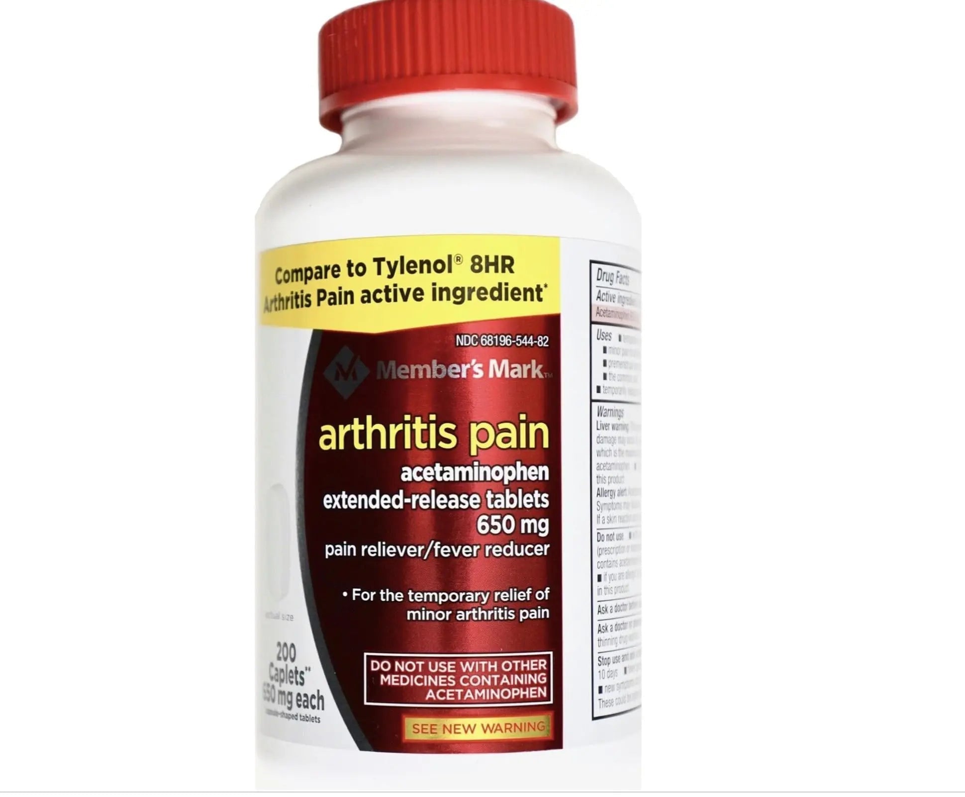 Compare to Tylenol Arthritis Pain Active Ingredient. - Member's Mark - Arthritis Pain Reliever, Extended Release, Acetaminophen 650 mg, 400 CapletsQ - dailyvitalstore
