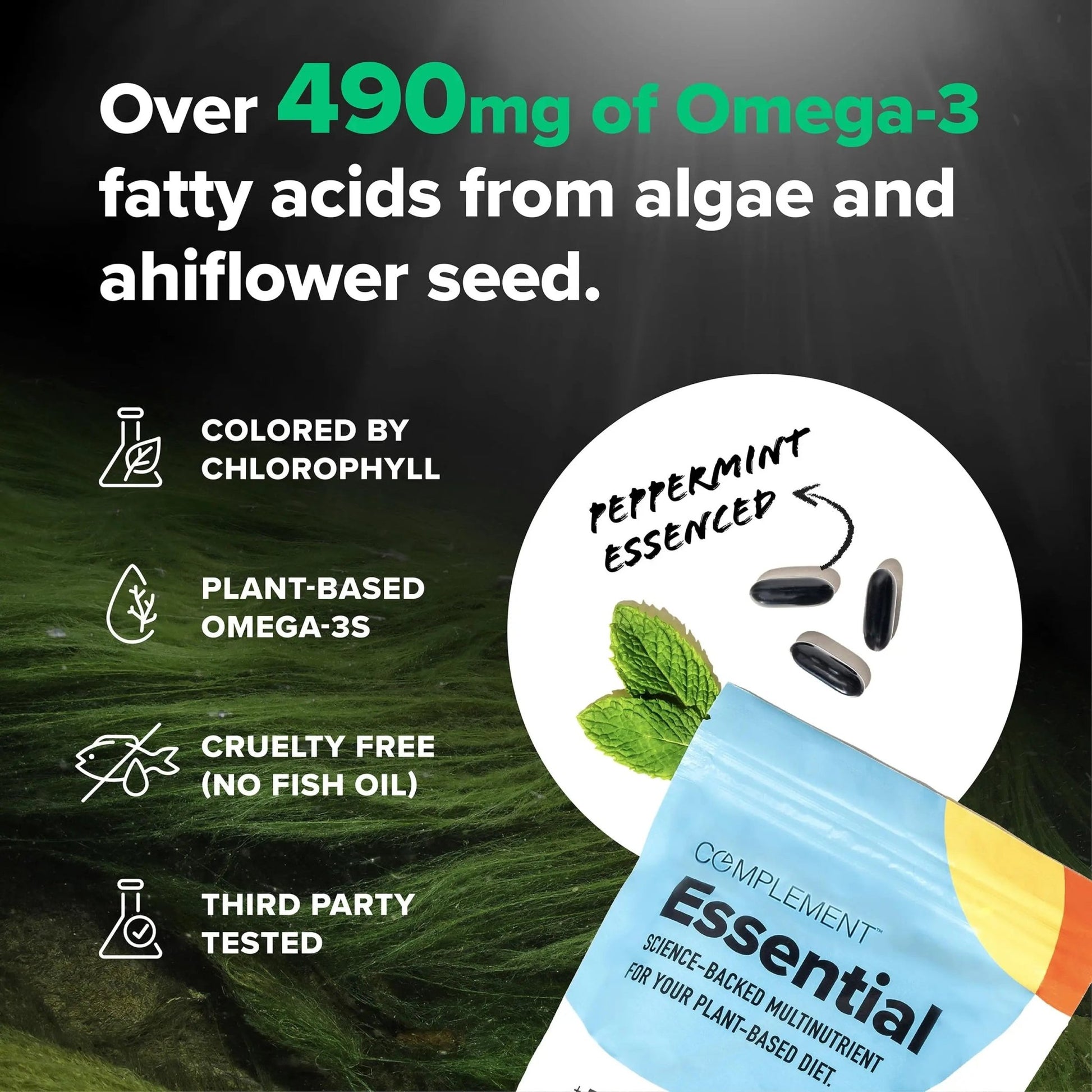Complement Essential Vegan Multivitamin for Men & Women (60 Servings, 180 Capsules) with Omega-3 DHA & EPA, B12, Vitamin D3 & K2 - dailyvitalstore