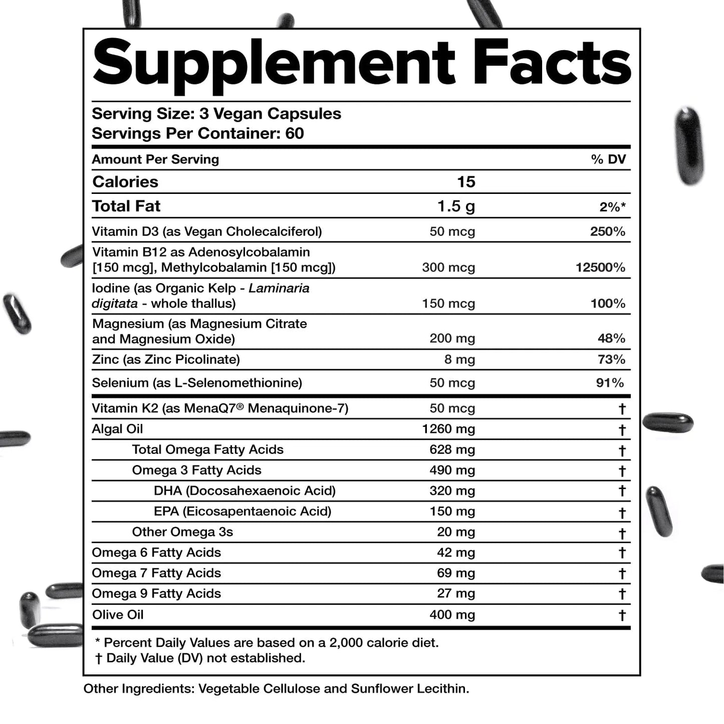 Complement Essential Vegan Multivitamin for Men & Women (60 Servings, 180 Capsules) with Omega-3 DHA & EPA, B12, Vitamin D3 & K2 - dailyvitalstore