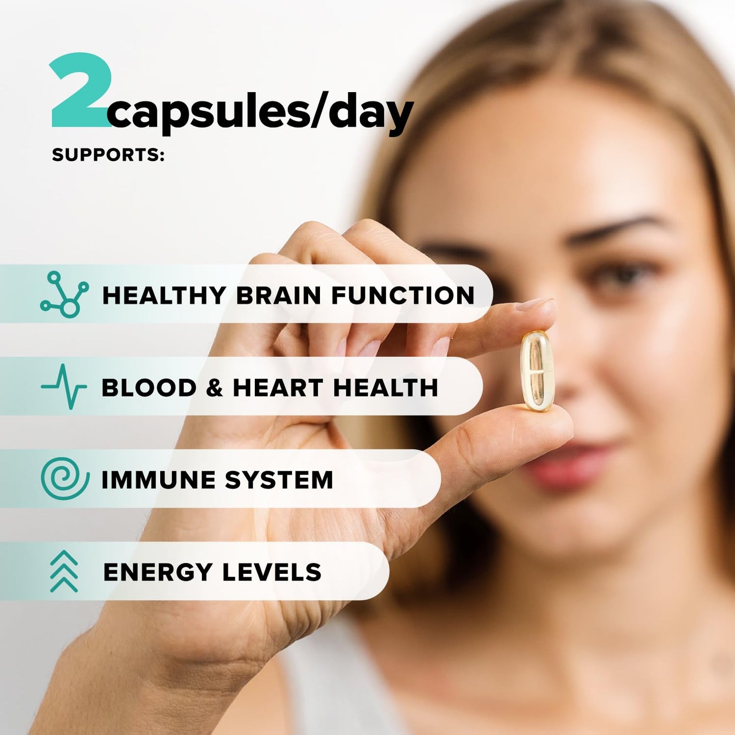 Complement Vegan Omega 3 Supplement- 960mg Omega-3 Fatty Acids, DHA, EPA, SDA, ALA Supplement - Immune Support- 60 Servings, 120 Liquid Capsules - dailyvitalstore