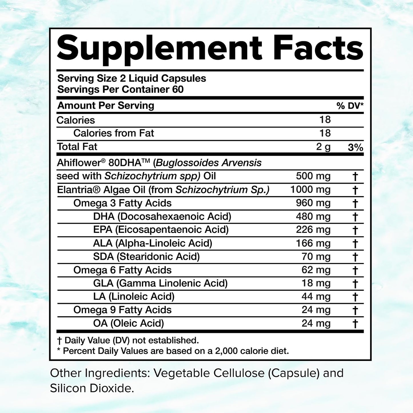 Complement Vegan Omega 3 Supplement- 960mg Omega-3 Fatty Acids, DHA, EPA, SDA, ALA Supplement - Immune Support- 60 Servings, 120 Liquid Capsules - dailyvitalstore