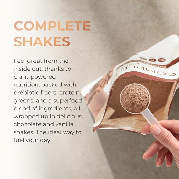 Complete by JuicePlus+ Dutch Chocolate Shakes - Plant-Based Nutrition - Whole Food Based Shake Powder with Protein, Fiber & Prebiotics - 30 Servings (2 Pouches, 15 Servings Each) - dailyvitalstore