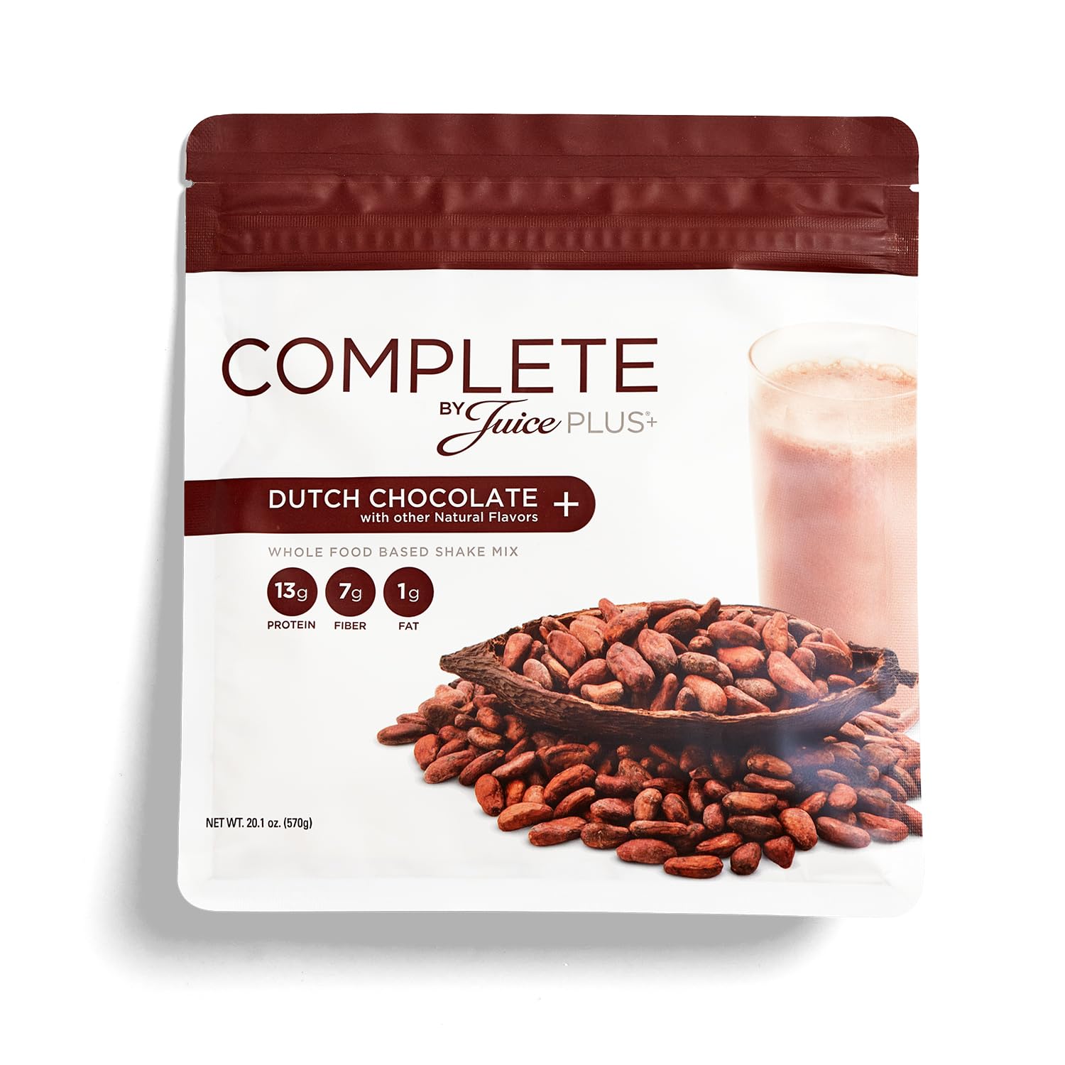 Complete by JuicePlus+ Dutch Chocolate Shakes - Plant-Based Nutrition - Whole Food Based Shake Powder with Protein, Fiber & Prebiotics - 30 Servings (2 Pouches, 15 Servings Each) - dailyvitalstore