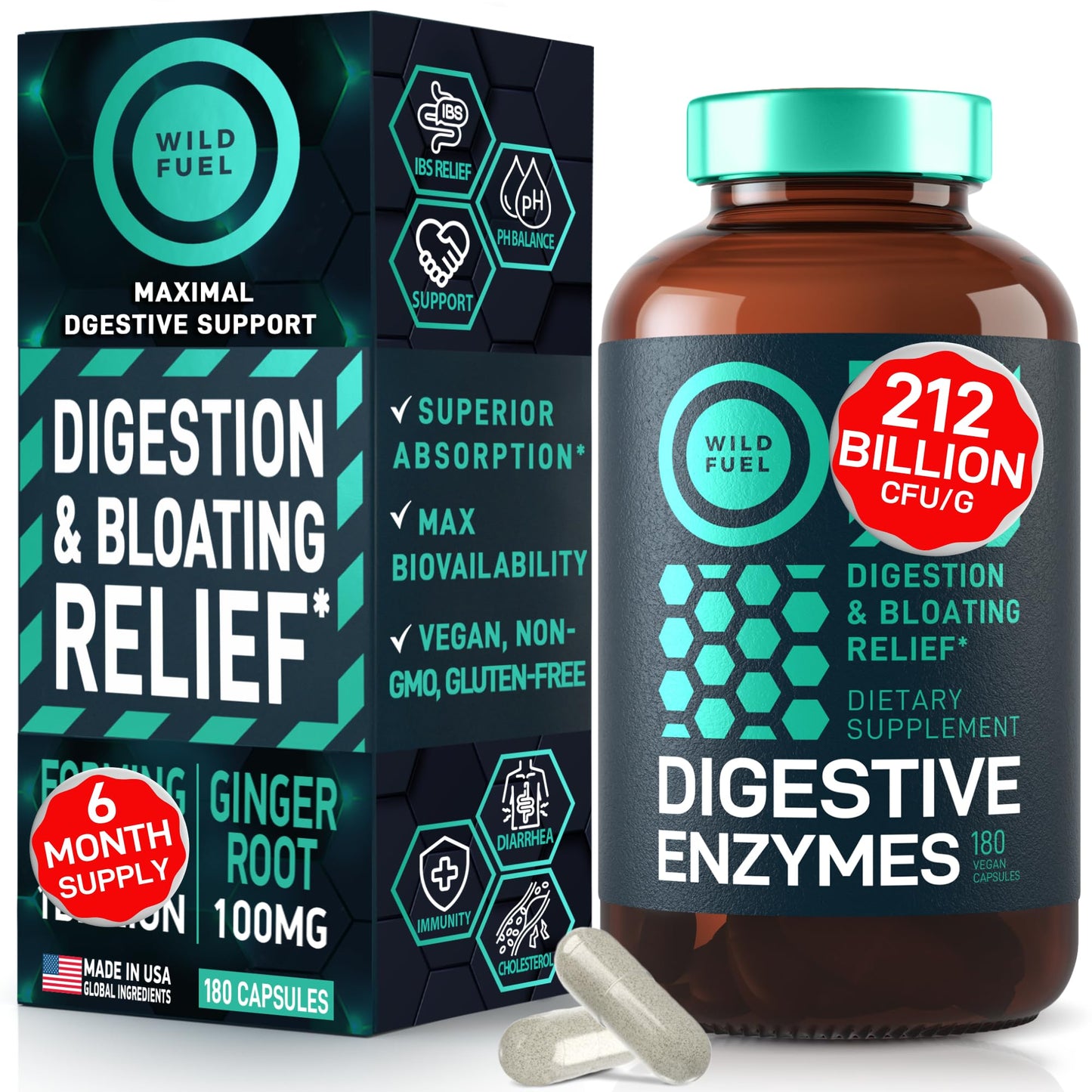 Complete Digestive Enzymes for Women & Men - 800mg Vegan Digestive Enzymes and Probiotics Prebiotics - Bloating Support, Gut Health & Digestion Supplement - dailyvitalstore