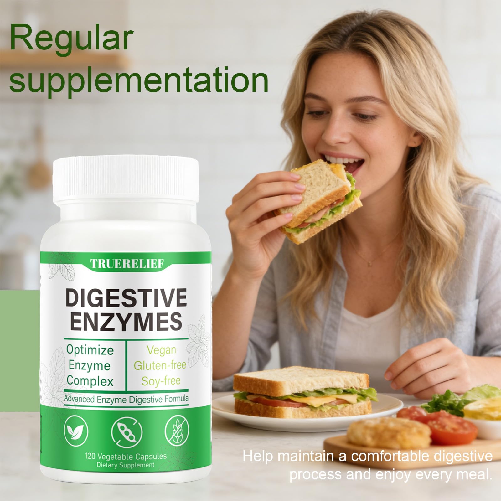 Complete Digestive Enzymes Supplement for Gut Health & Bloating Relief - Enhanced with Lipase Amylase Bromelain for Protein Carb - dailyvitalstore
