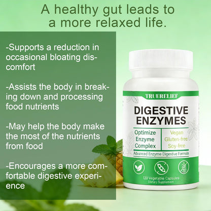 Complete Digestive Enzymes Supplement for Gut Health & Bloating Relief - Enhanced with Lipase Amylase Bromelain for Protein Carb - dailyvitalstore