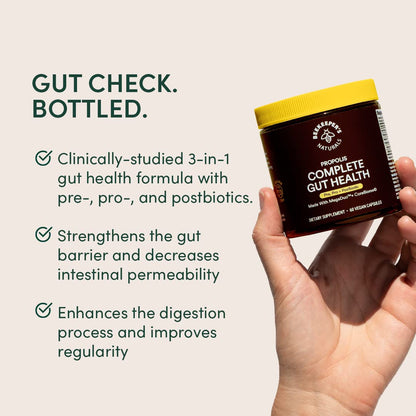 Complete Gut Health by Beekeeper's Naturals, 3-in-1 Prebiotic, Postbiotic, Probiotics for Digestive Health & Bloating Relief for Women & Men - dailyvitalstore