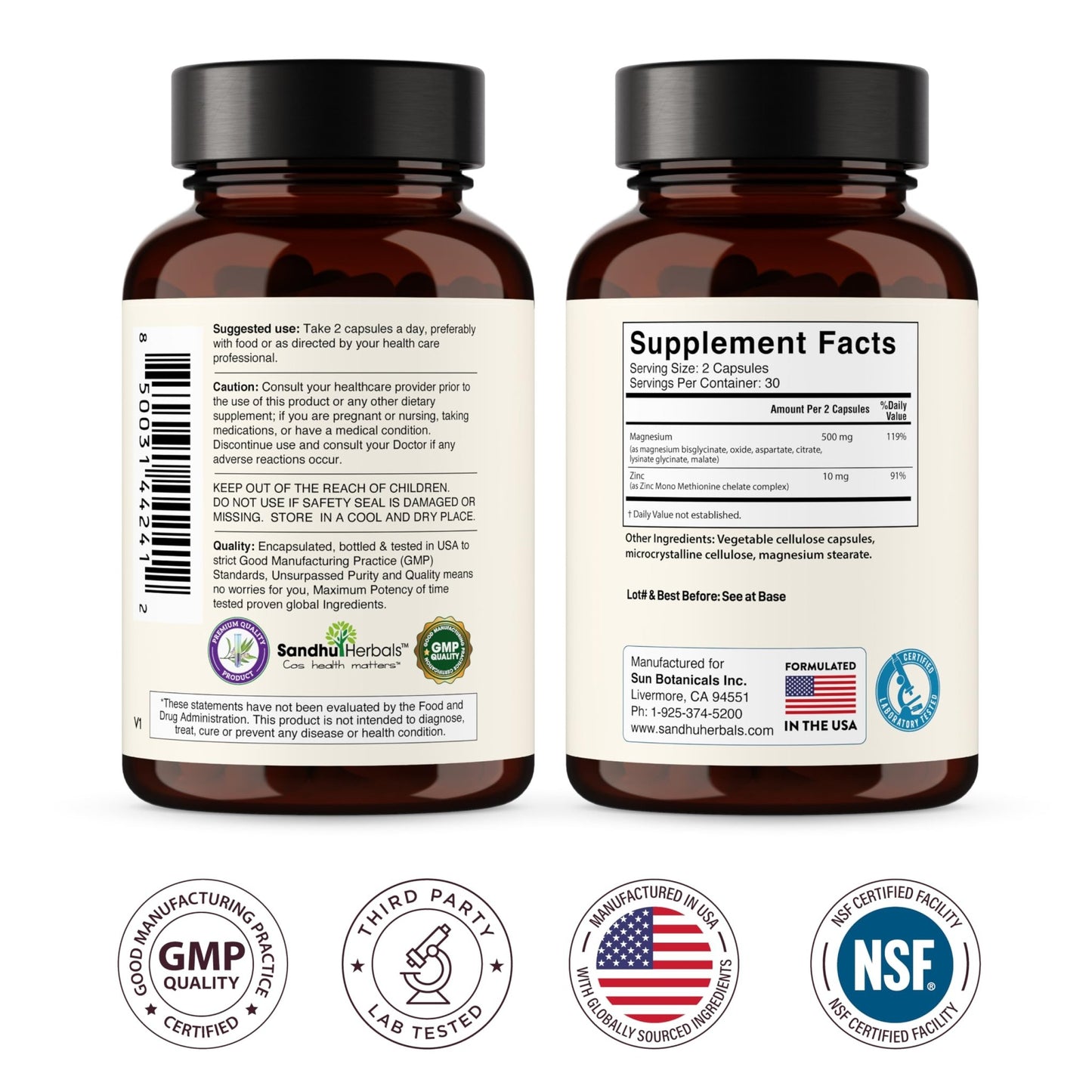 Complete Magnesium Complex 500mg for Women & Men | 60 Capsules | 6 in 1 Mag Supplement with Zinc | Quality Sleep & Muscle Health | Glycinate, Citrate - dailyvitalstore