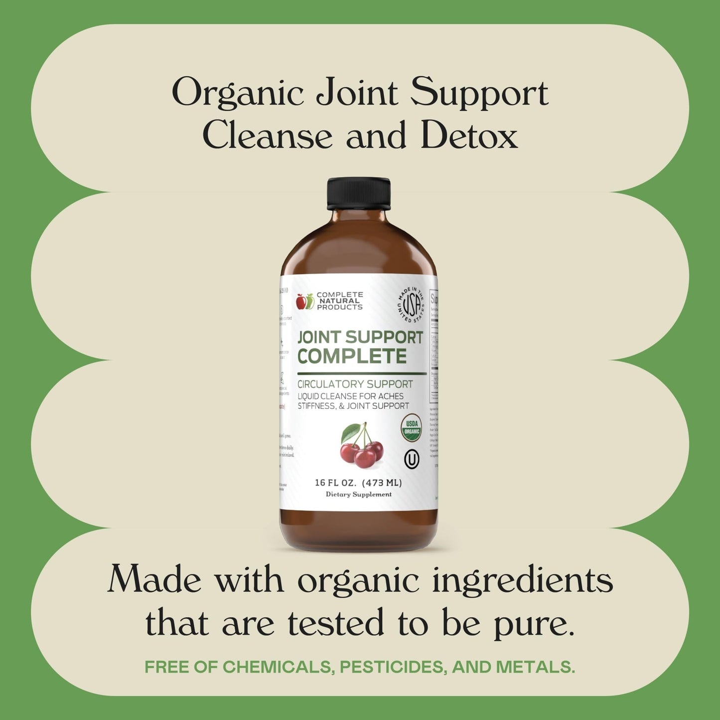 Complete Natural Products Joint Support Complete – 16 Fl Oz Organic Liquid Joint Supplement with Glucosamine Chondroitin MSM – Natural Uric Acid Cleanse & Herbal Joint Health Support for Mobility - dailyvitalstore