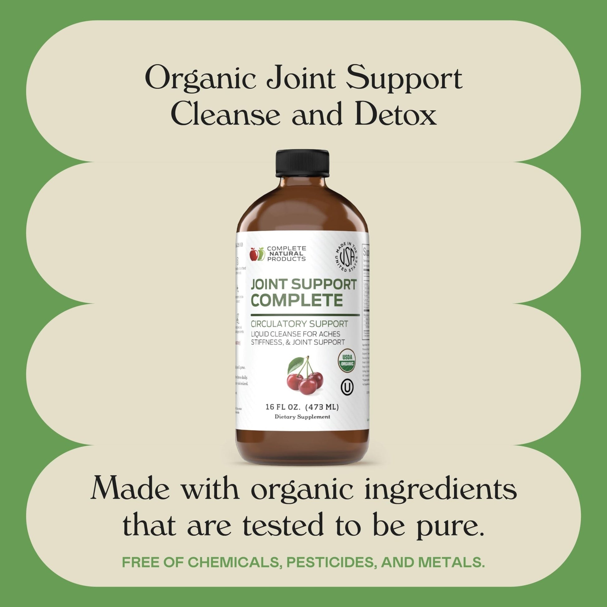 Complete Natural Products Joint Support Complete – 16 Fl Oz Organic Liquid Joint Supplement with Glucosamine Chondroitin MSM – Natural Uric Acid Cleanse & Herbal Joint Health Support for Mobility - dailyvitalstore