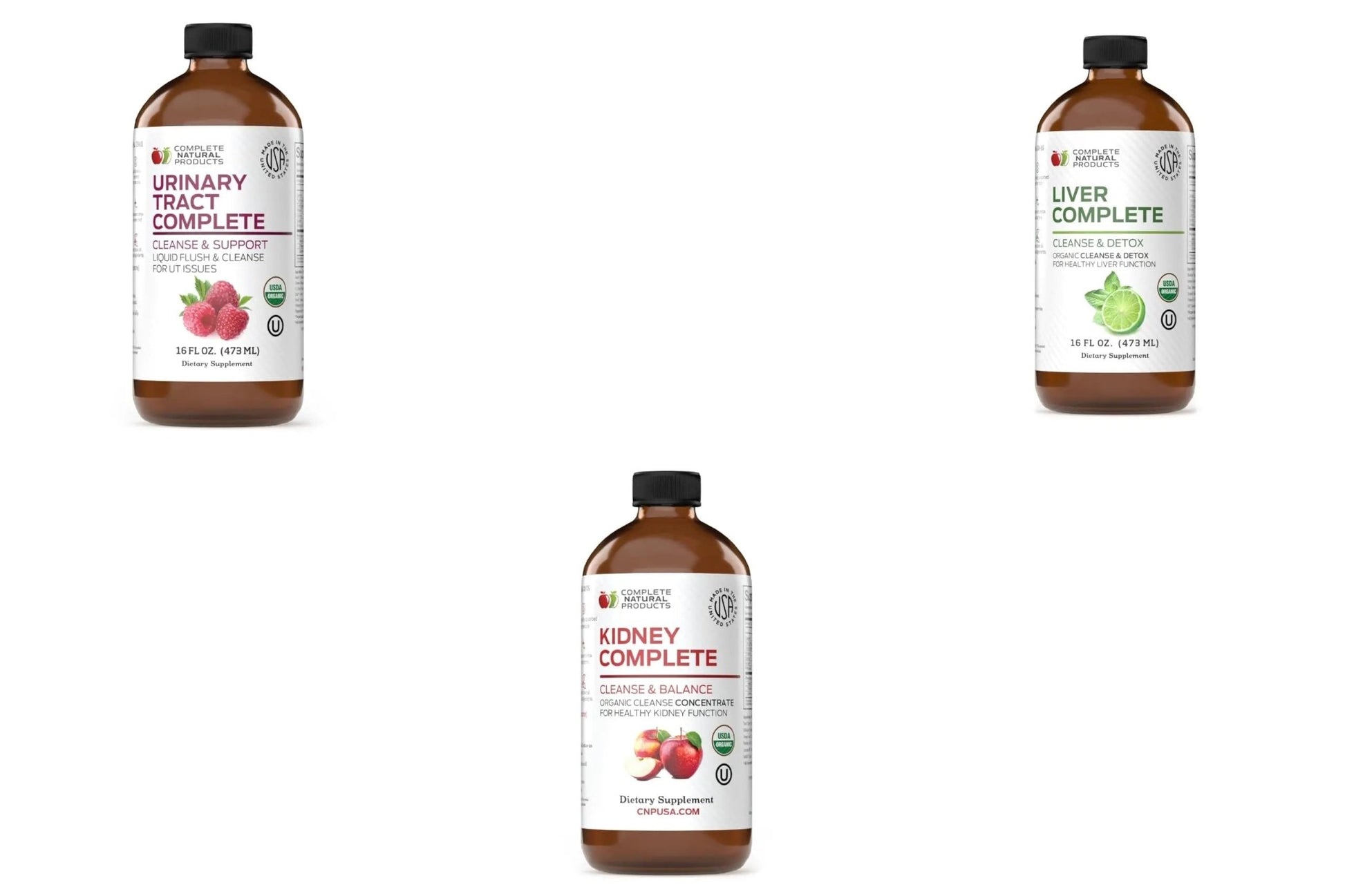 Complete Natural Urinary Tract Complete 12oz, Liver Complete 16oz, Kidney Complete 12oz Bundle - dailyvitalstore